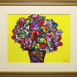 FLOWER」(47.0x37.0cm)(画紙にアクリル絵の具)（アートメータ－36.000
