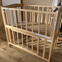 長野市近隣の方】西松屋ミニベビーベッド折りたたみナチュラル60×90