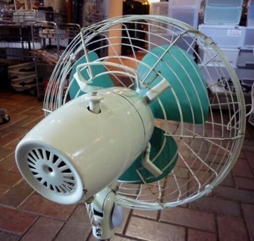 オブジェ 昭和レトロ 富士電機 扇風機 FAH2562 高さ56～67cm グリーン