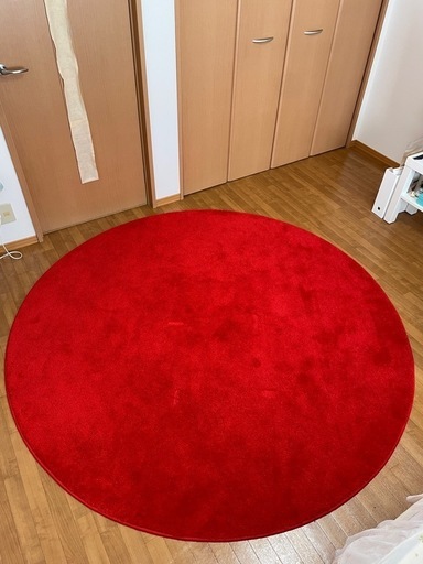 美品】IKEA STOENSE 円形ラグ（赤・195cm）ほぼ新品✨定価19,990円→今