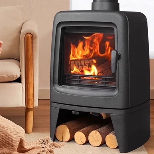 薪ストーブ 鋳鉄 暖炉 ガラス窓 調理OK レトロ ヴィンテージ キャンプ