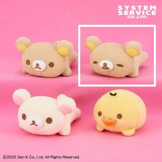 Bリラックマ(目つむり)】リラックマ タオル地うつぶせぬいぐるみ