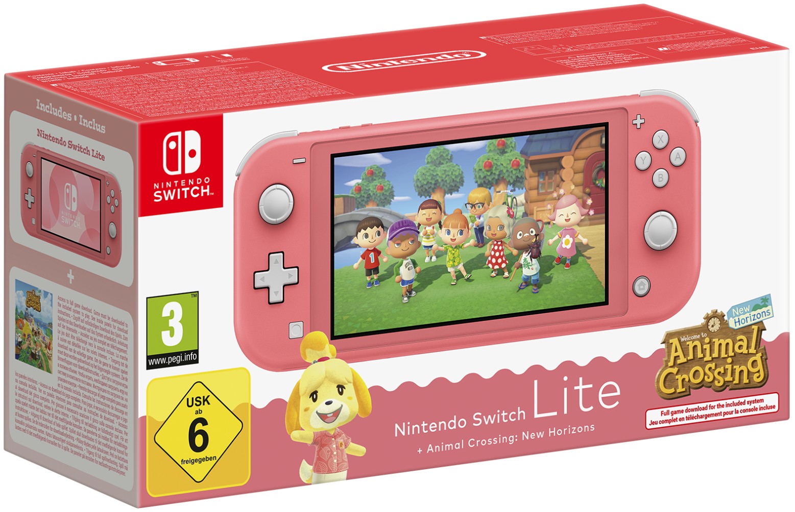 Nintendo Switch Lite - Coral, Animal Crossing: New Horizons Bundle