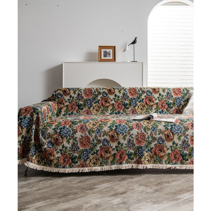 レトロアンティークフリンジ花柄ソファーカバー ソファーカバー マルチ