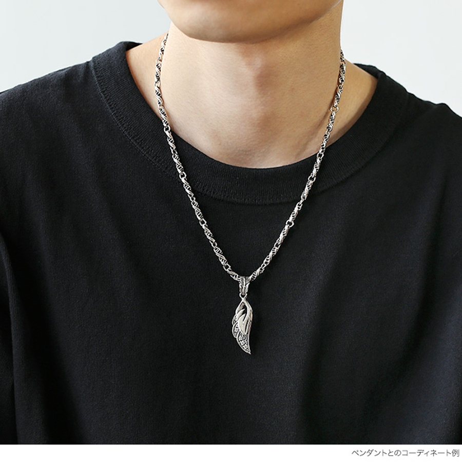 50cmツイストチェーンネックレスシルバー925アクセサリーBinich