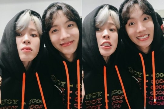 BTS（防弾少年団） ジミン、J-HOPEの誕生日をお祝い…お茶目な2ショット