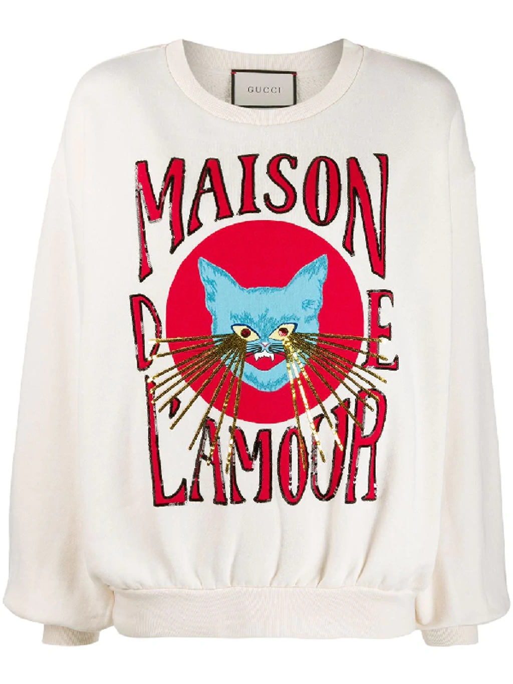 Gucci Maison De L'amour Sequined Sweatshirt In 9230 Beige | ModeSens