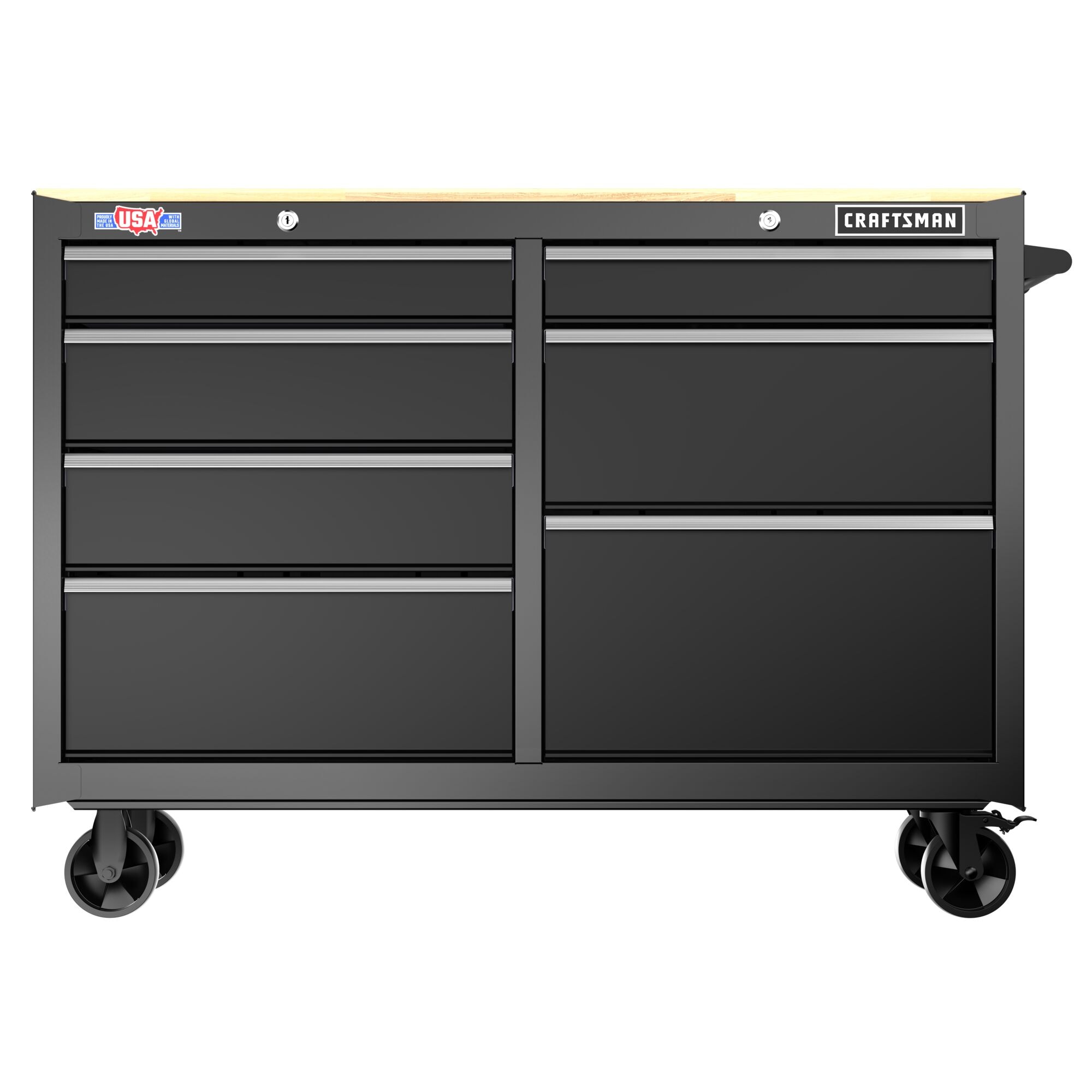 CRAFTSMAN 52-in L x 37.5-in H 7 -Drawers Rolling Black Butcher