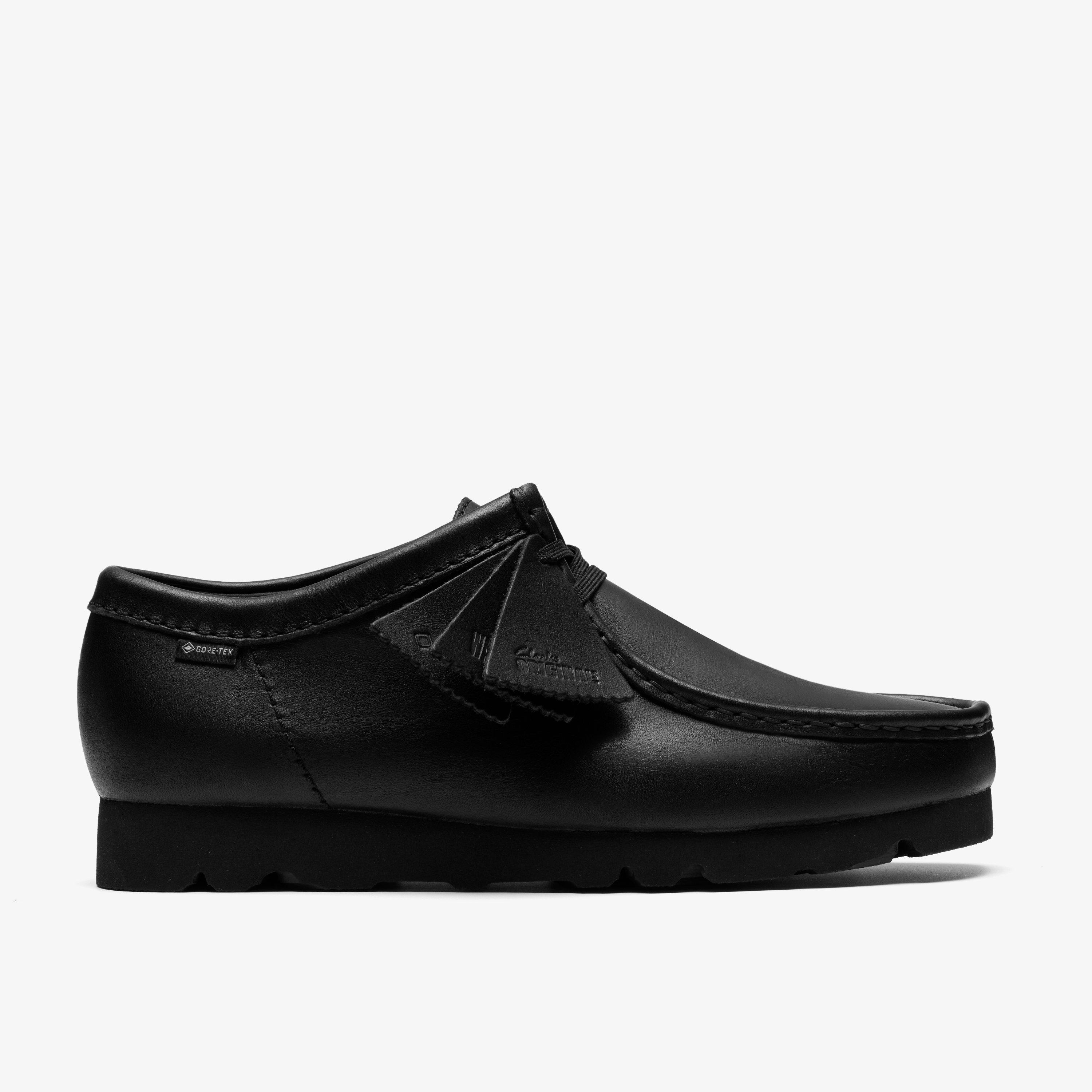 Mens Wallabee GORE-TEX Black/Black Leather Wallabee Lace Up Shoes