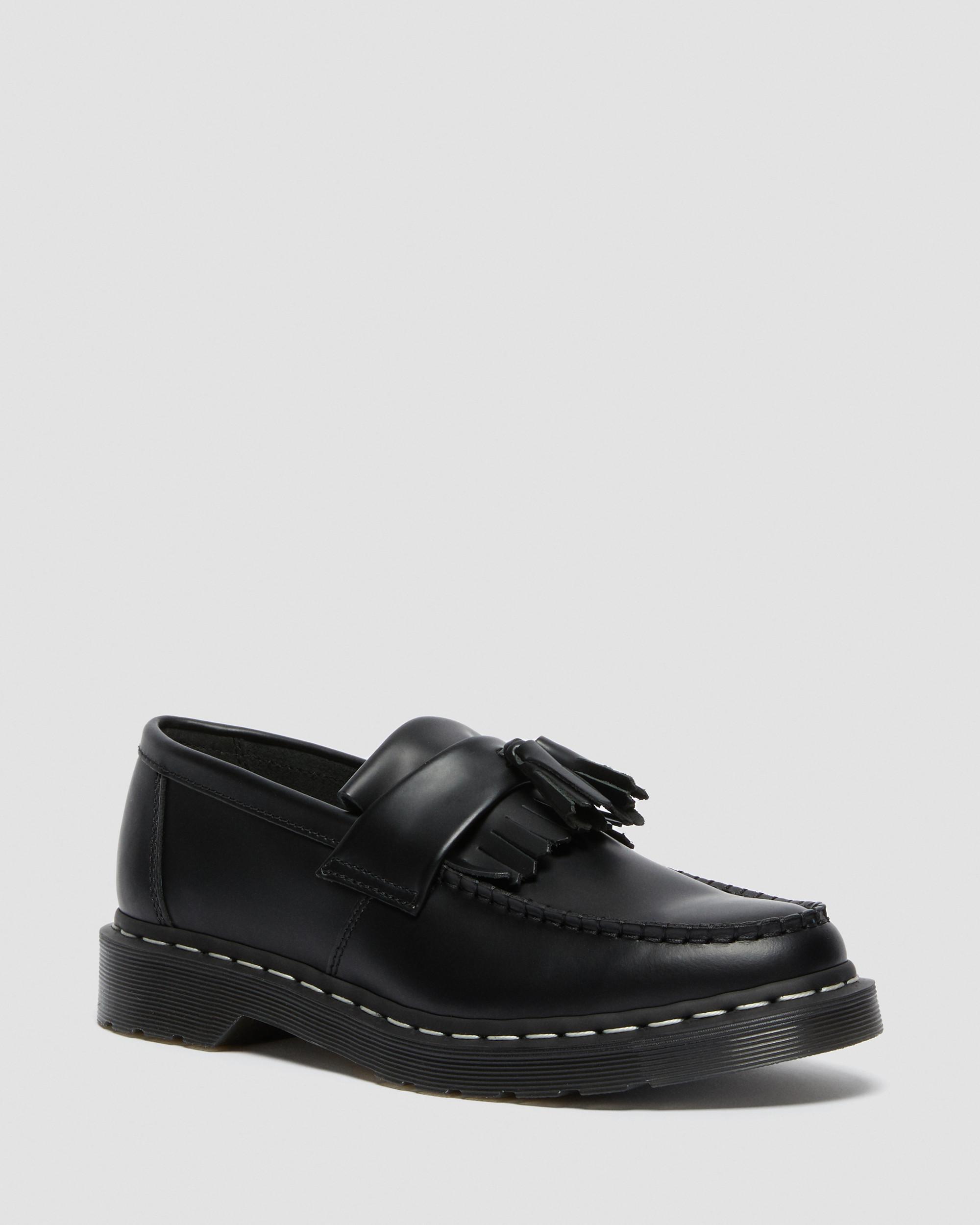 Adrian Made in England Quilon Leather Tassel Loafers in Black | Dr