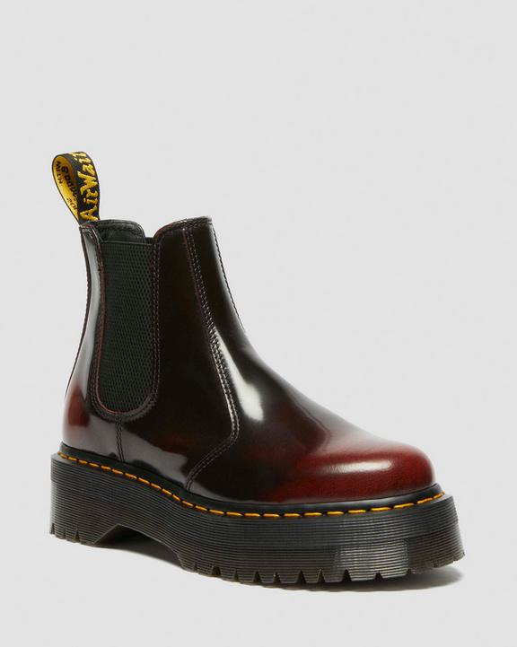2976 Quad Arcadia Leather Platform Chelsea Boots in Cherry Red