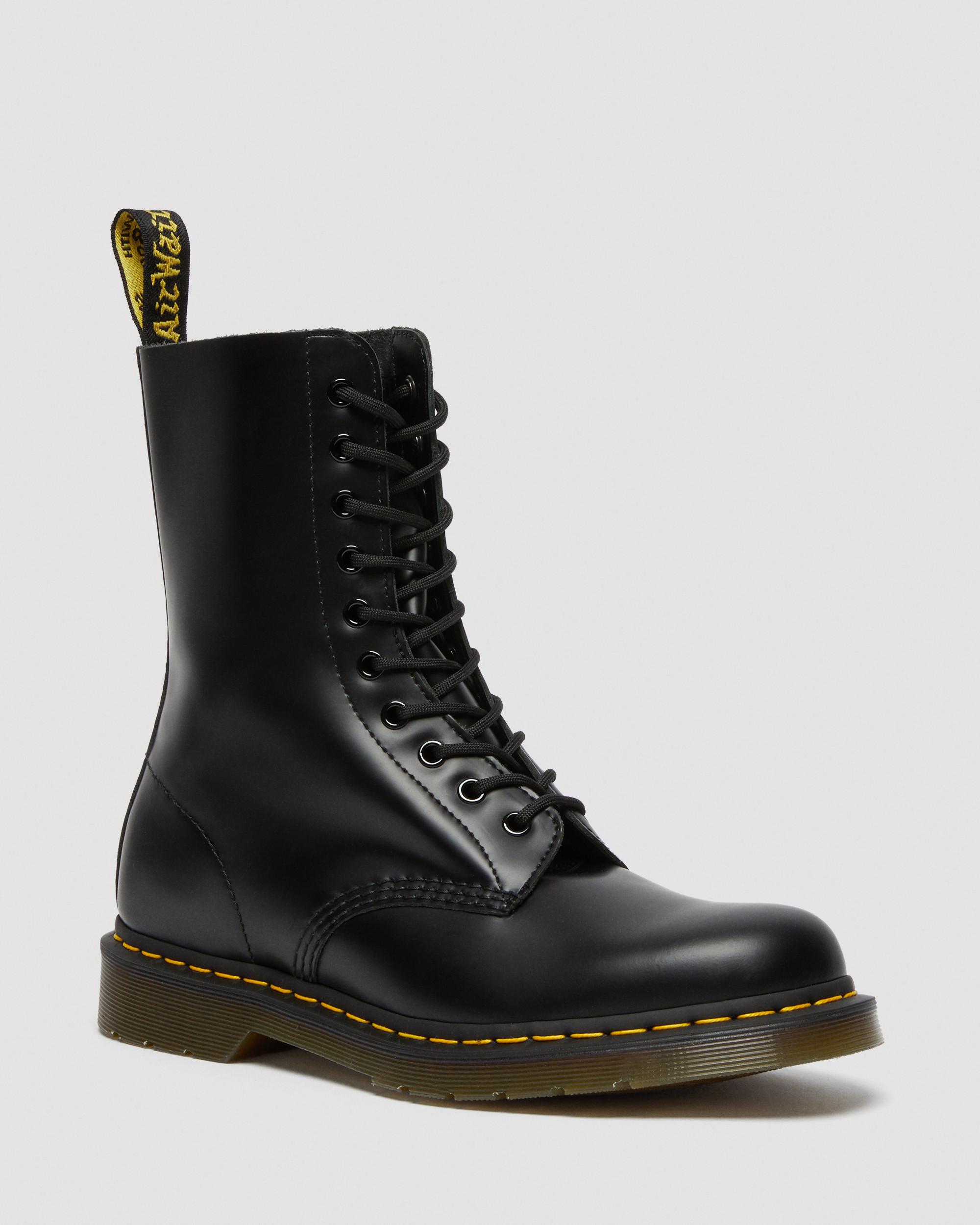1490 Smooth Leather Mid Calf Boots in Black | Dr. Martens
