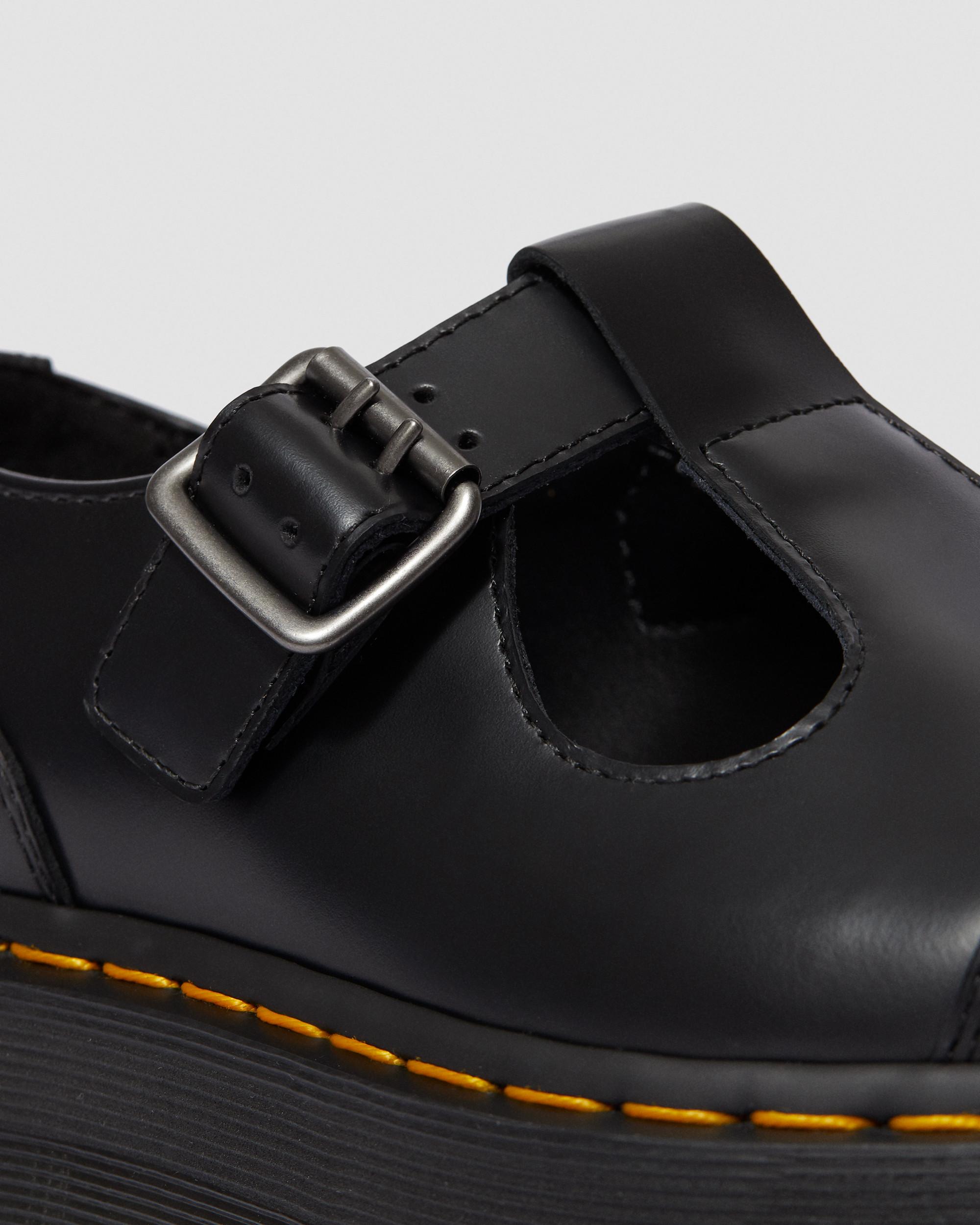 Bethan Polished Smooth Leather Platform Shoes in Black | Dr. Martens