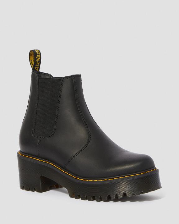 Rometty Wyoming Leather Platform Chelsea Boots in Black | Dr. Martens