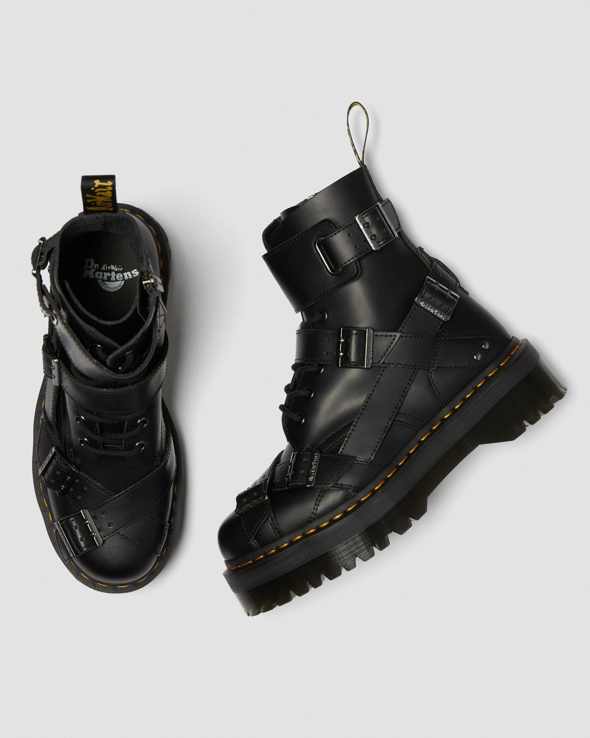 JADON STRAP PLATFORM LEATHER BOOTS in Black | Dr. Martens