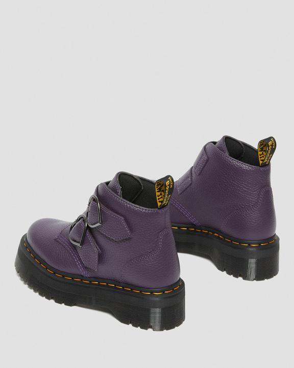 Devon Heart Leather Platform Boots in Blackcurrant | Dr. Martens