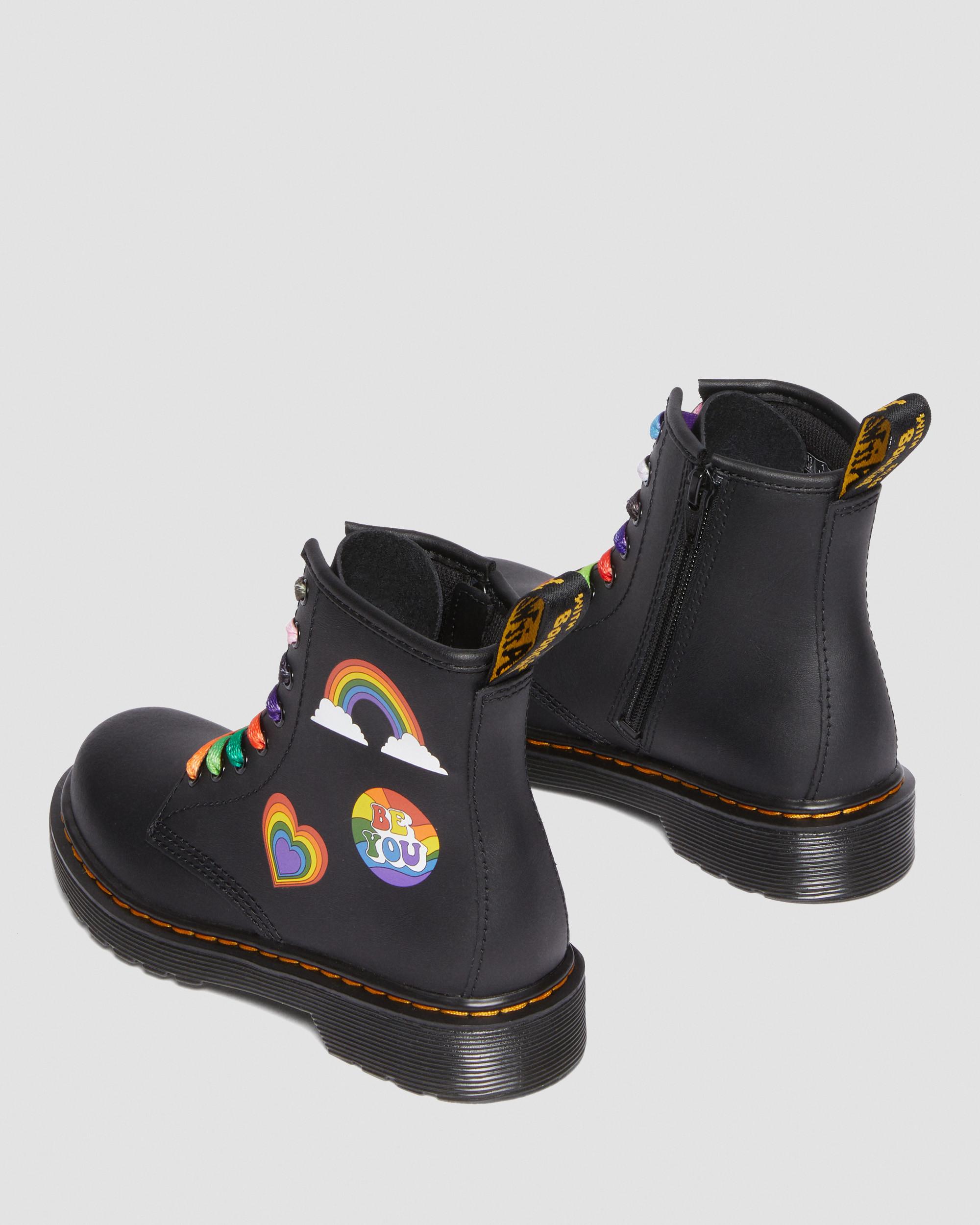 Junior 1460 For Pride Leather Lace Up Boots in Black | Dr. Martens