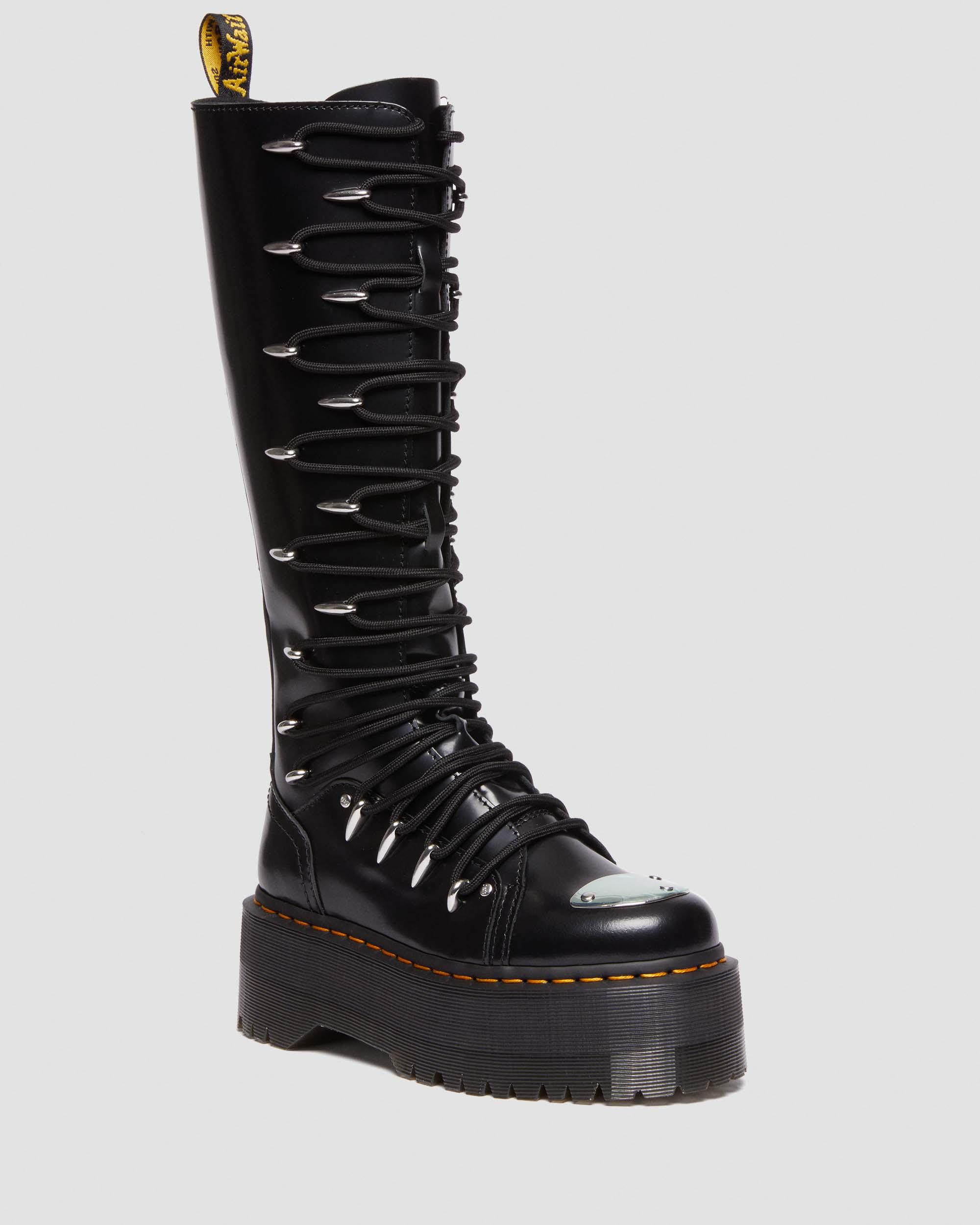 1B60 Max Lace Up Knee High Platform Boots in Black Buttero | Dr