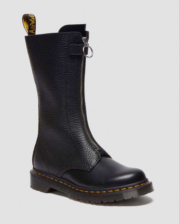 Women's 1B99 Front Zip Leather Lace Up Boots in Black | Dr. Martens