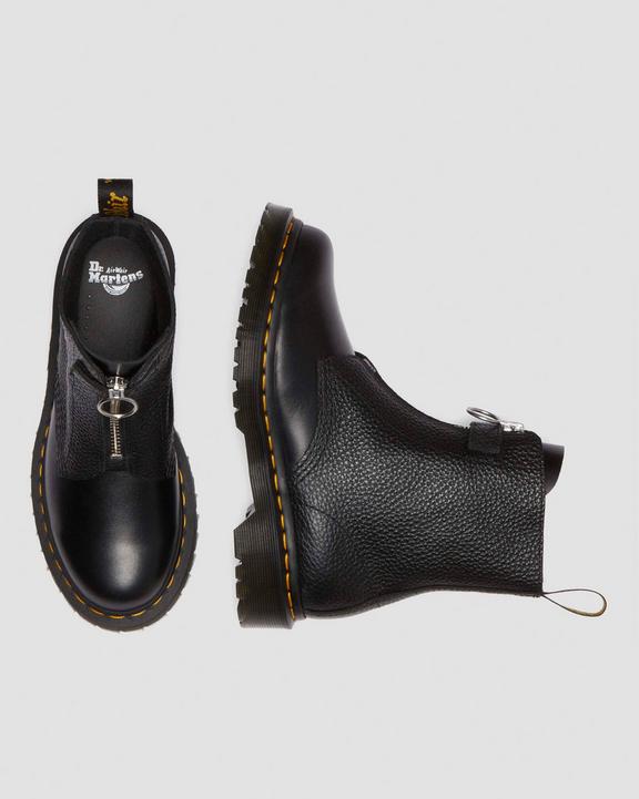 1460 Front Zip Leather Lace Up Boots in Black | Dr. Martens