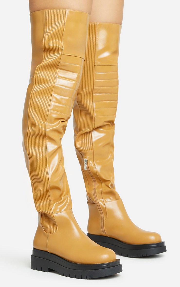Rell Multi Stripe Detail Chunky Sole Over The Knee Thigh High Boot