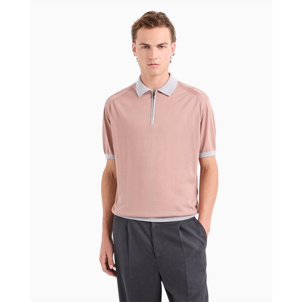 Emporio Armani Zip Knit Polo Shirt | Cruise Fashion