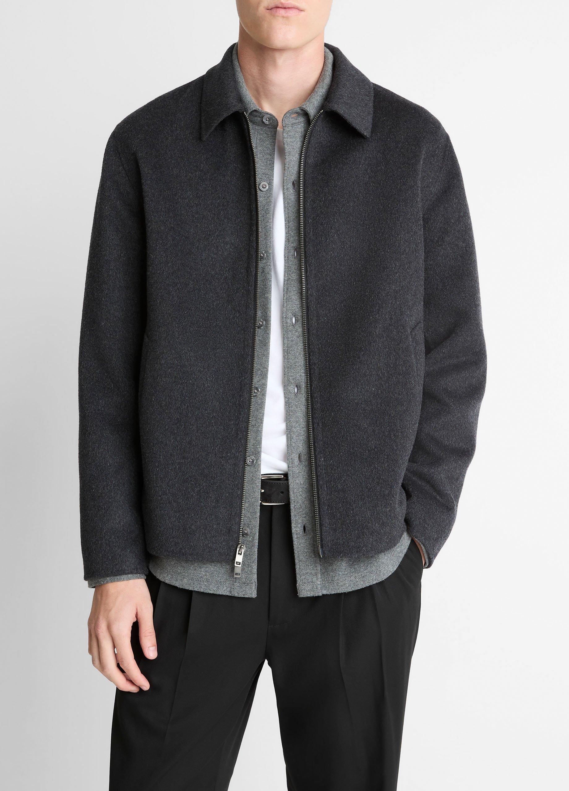 Splittable Wool-Blend Zip-Front Jacket in Jackets | Vince