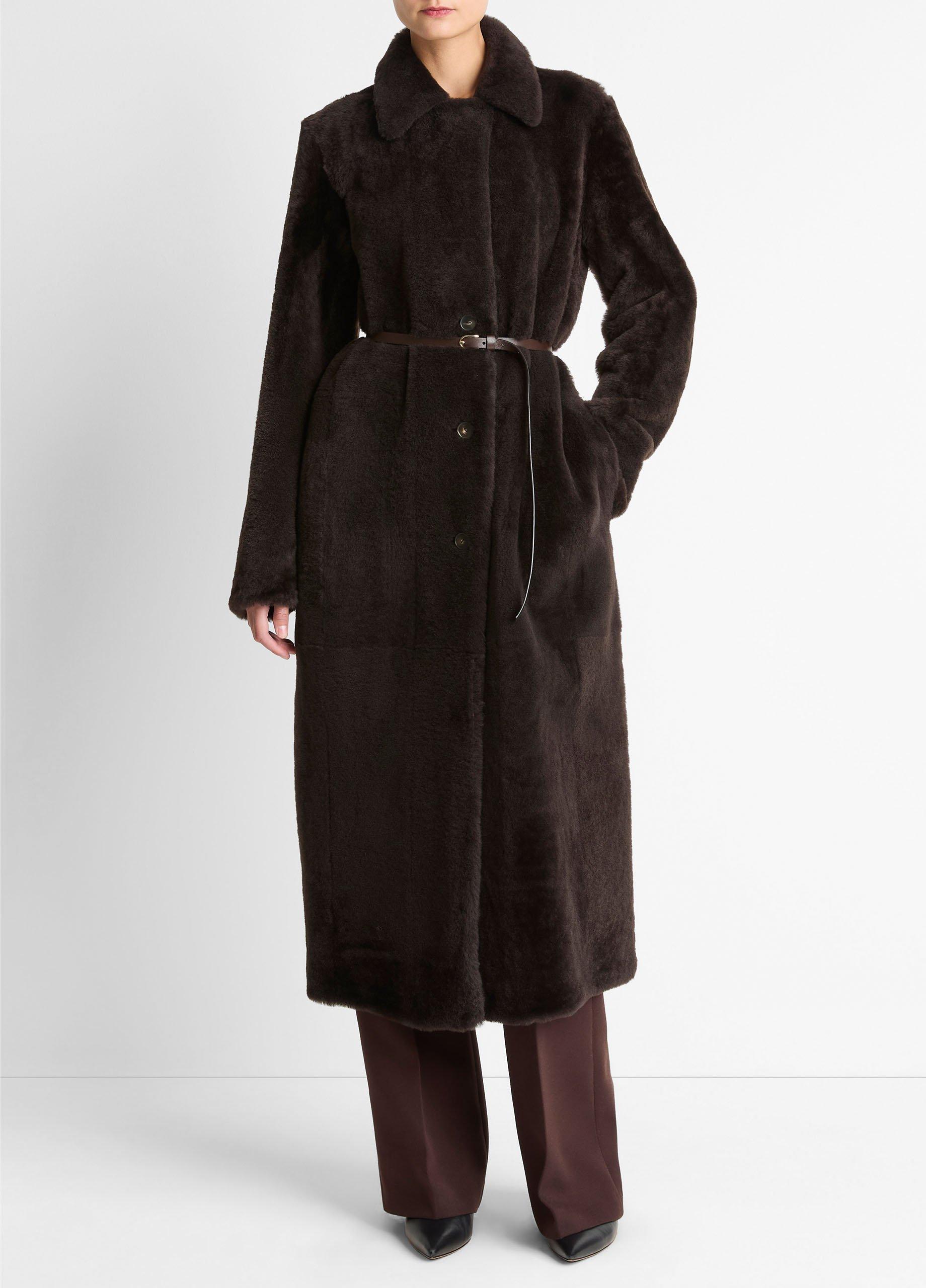 Shearling Long Coat in Coats | Vince