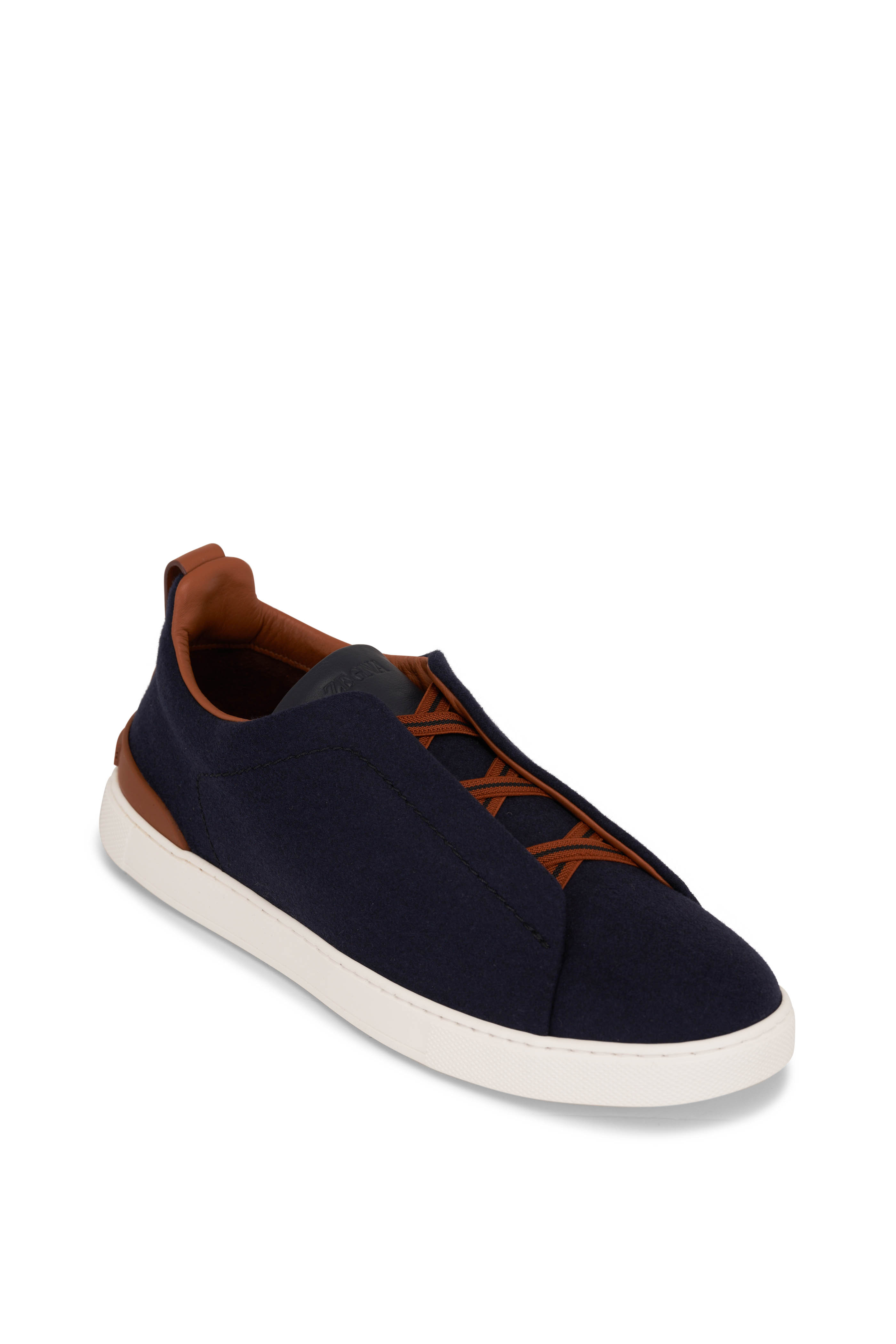 Zegna - Triple Stitch Blue Canvas Low Top Sneaker