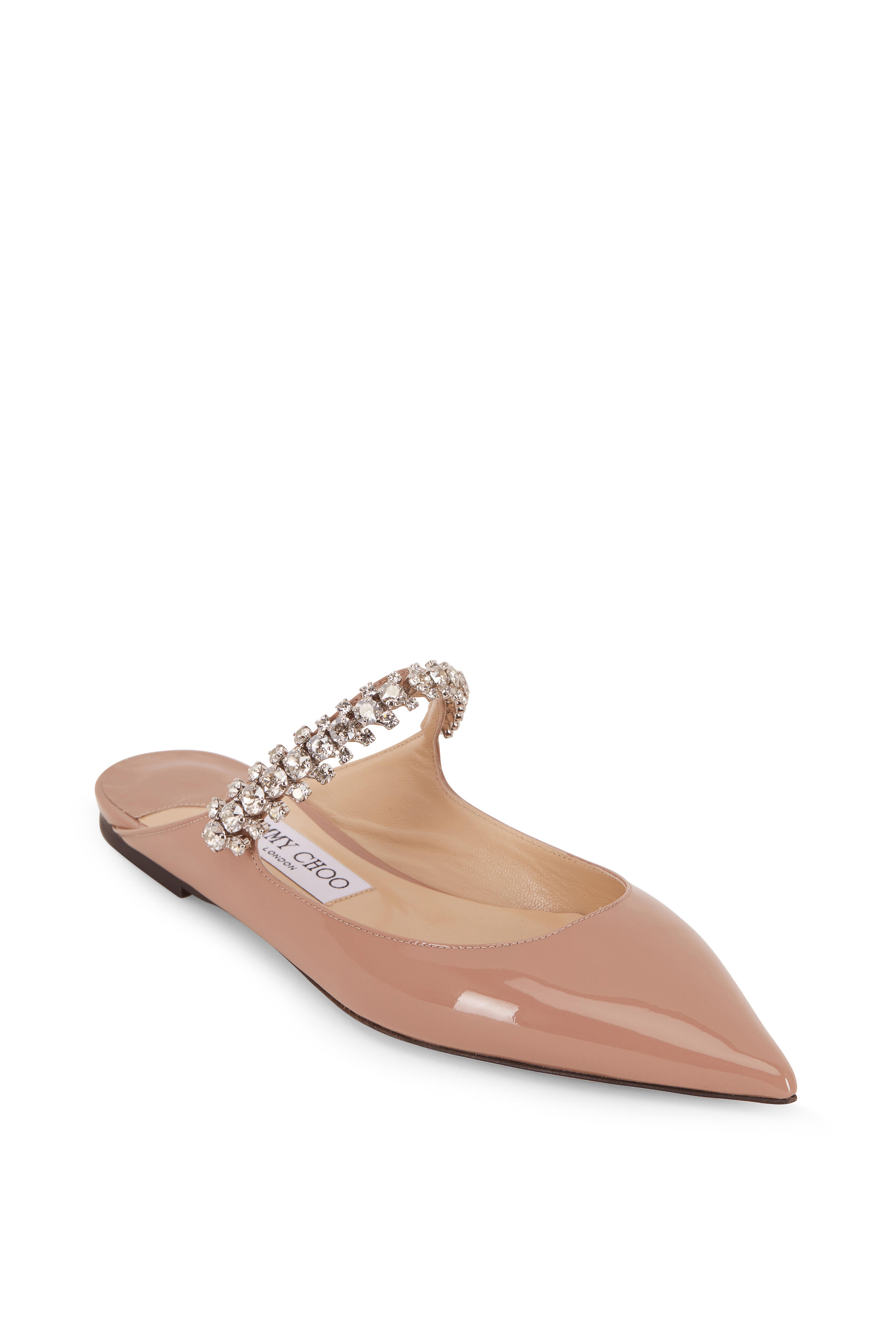 Jimmy Choo - Bing Ballet Pink Patent Leather Crystal Flat