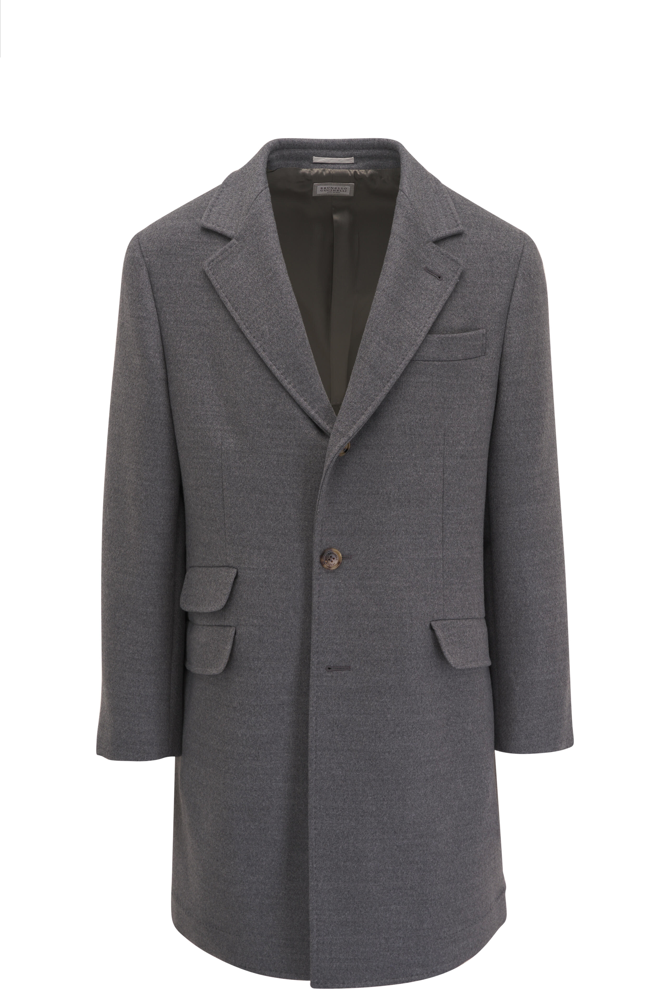 Brunello Cucinelli - Light Gray Wool Top Coat | Mitchell Stores