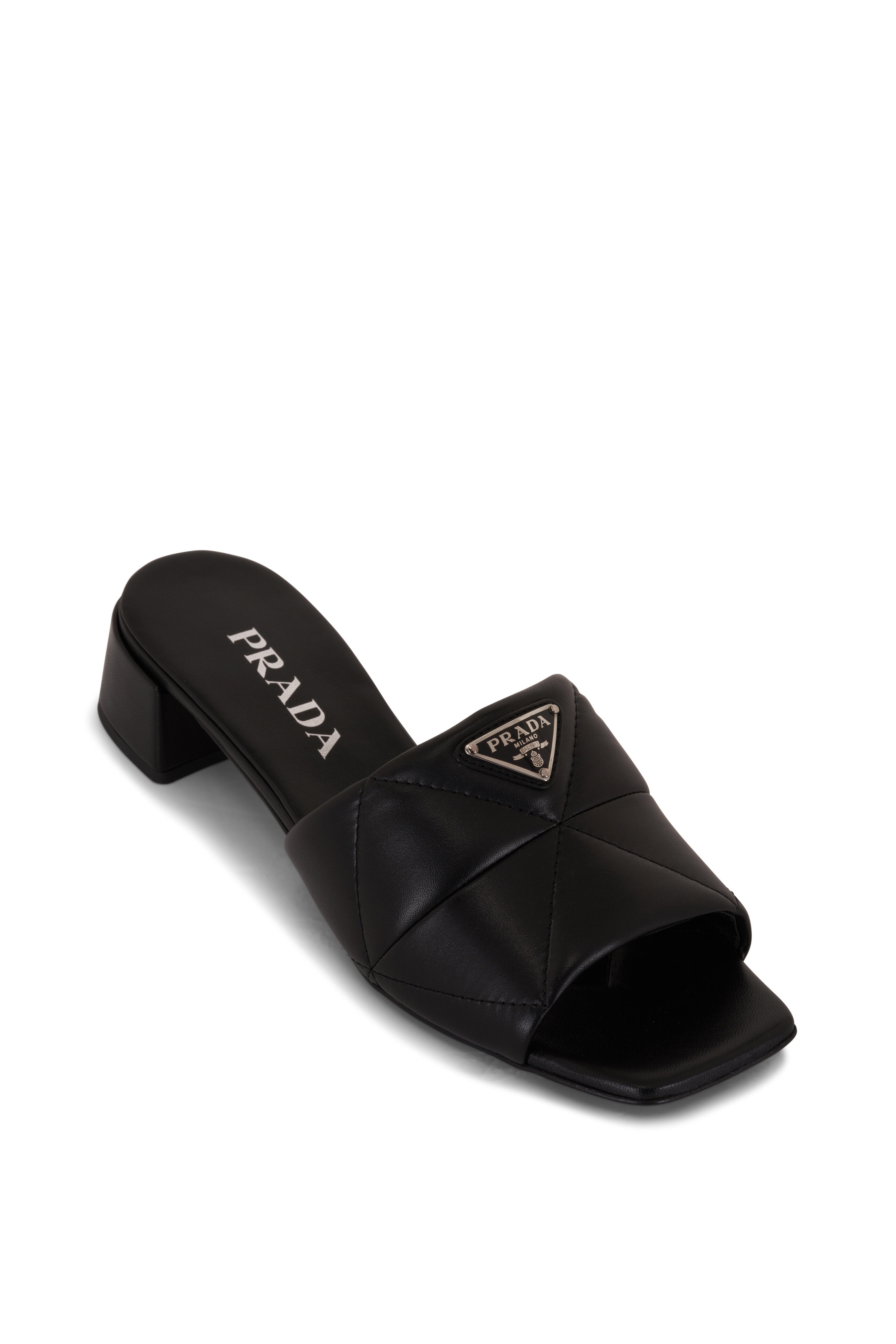 Prada - Black Quilted Nappa Leather Slide, 35mm | Mitchell Stores