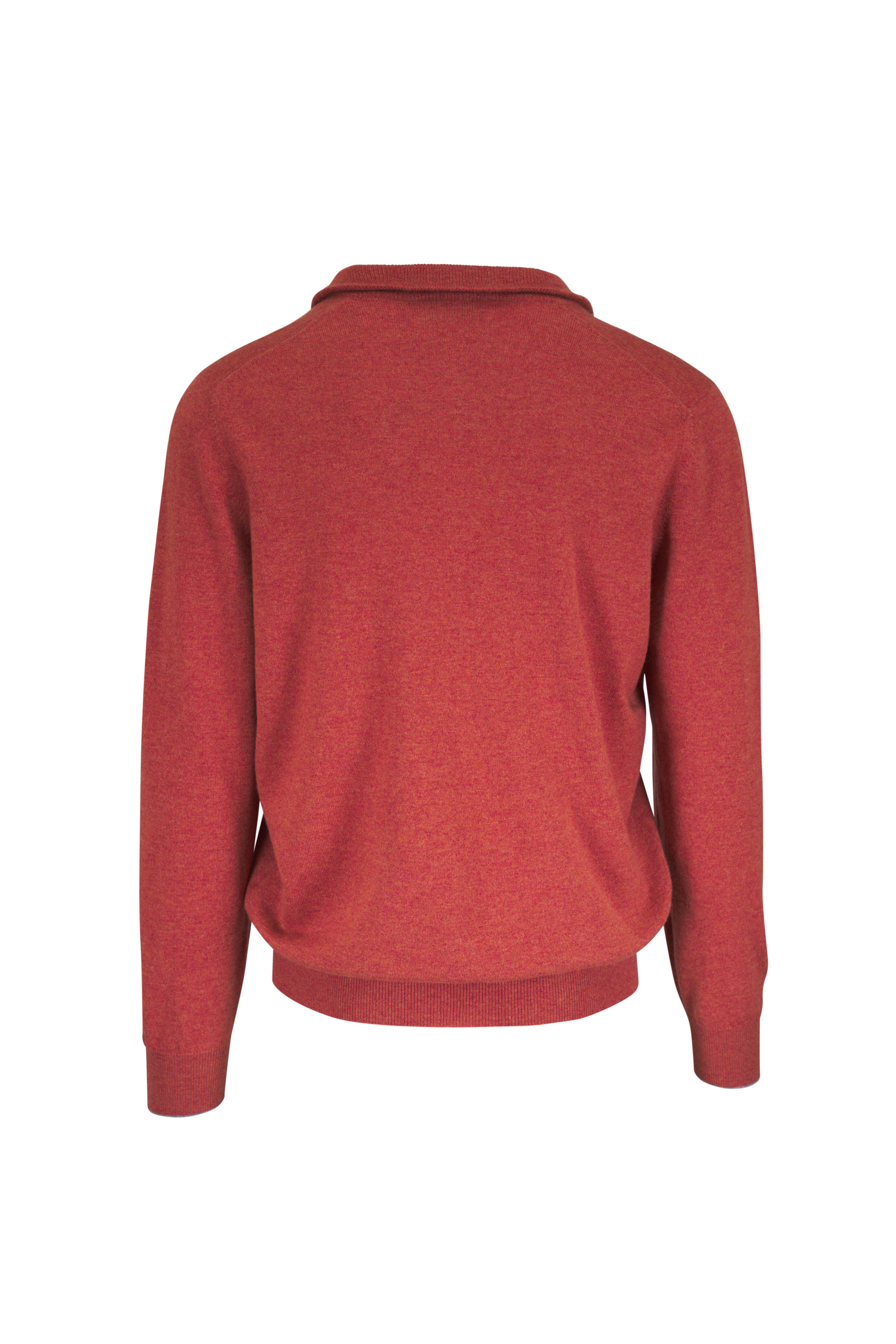 Brunello Cucinelli - Orange Cashmere Quarter-Zip Pullover