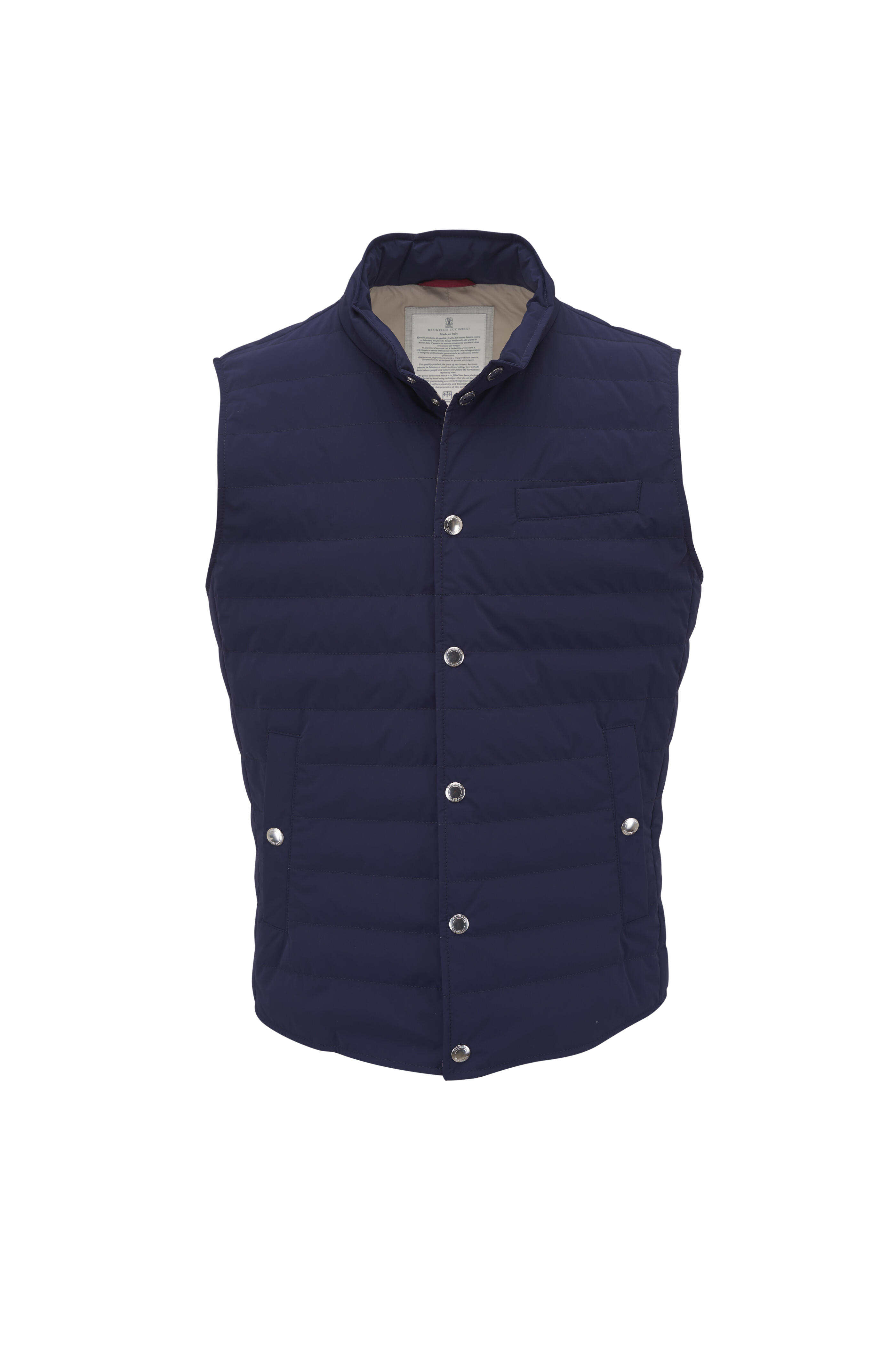 Brunello Cucinelli - Blue Nylon Quilted Snap Button Vest