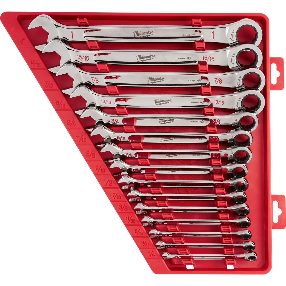 Milwaukee Tool - Combination Wrench Set: 15 Pc, 1/4