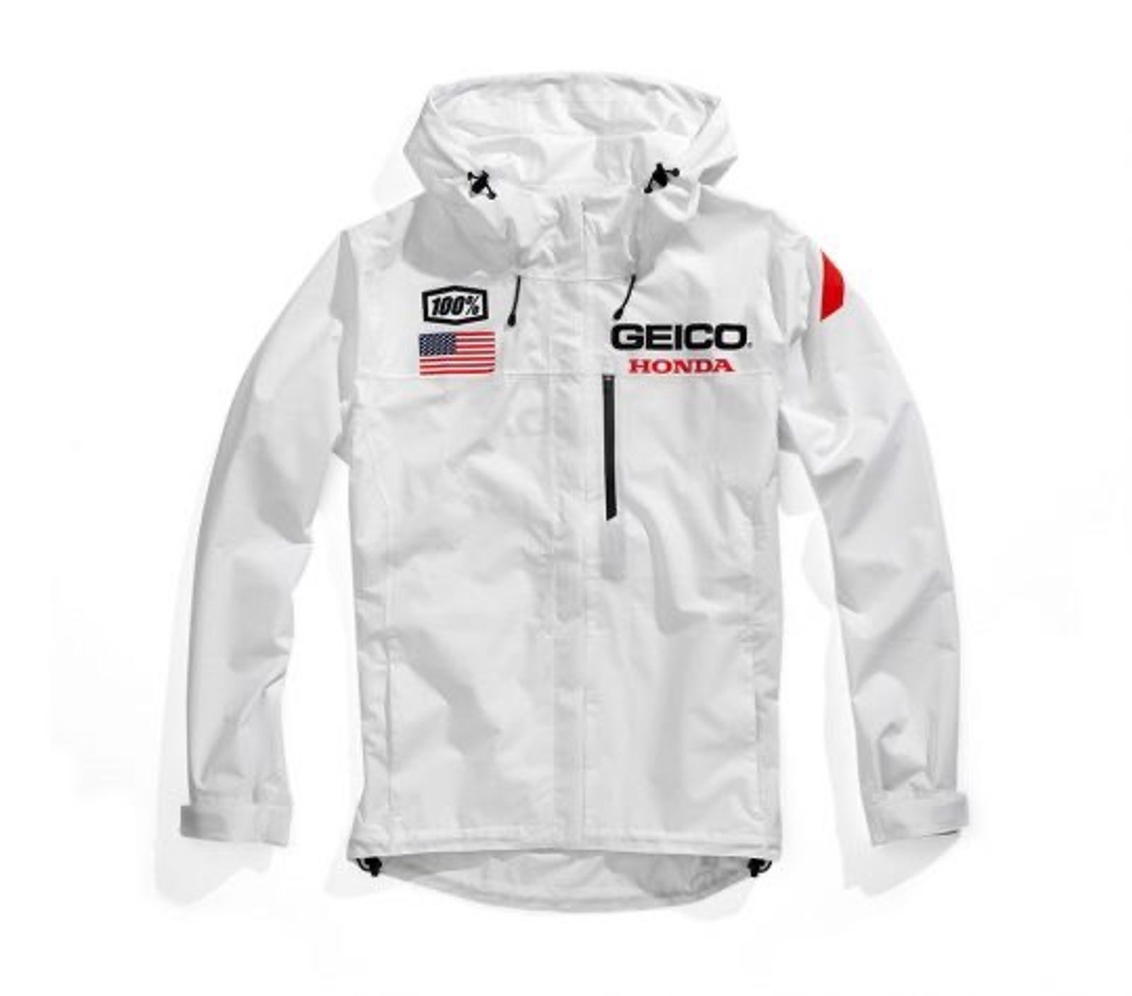 100% Geico Honda Kappa Hooded Team Jacket - White / Medium