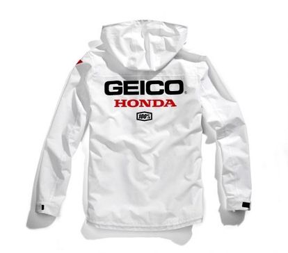100% Geico Honda Kappa Hooded Team Jacket - White / Medium