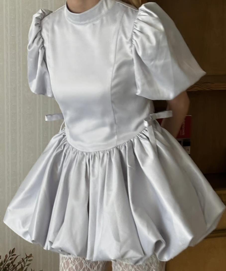 satin balloon peplum mini one-piece | ファッション通販サイト NUGU