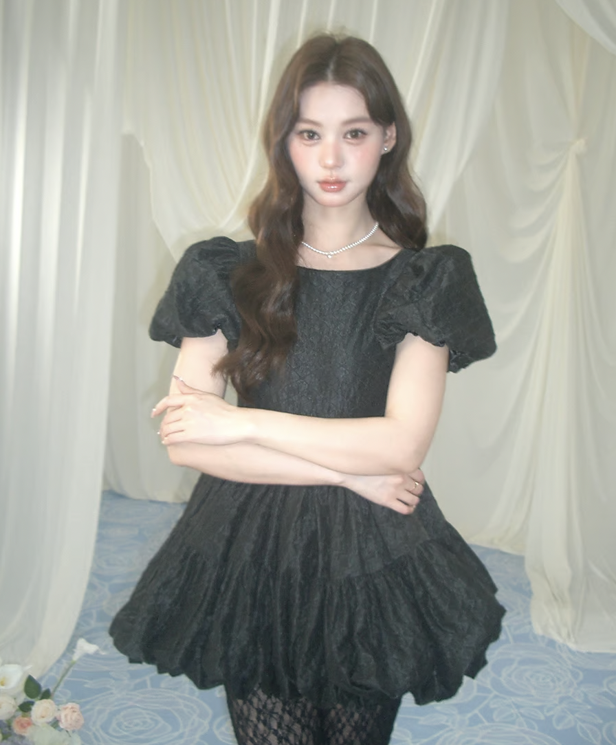 Flower petal jacquard balloon one-piece | ファッション通販サイト NUGU