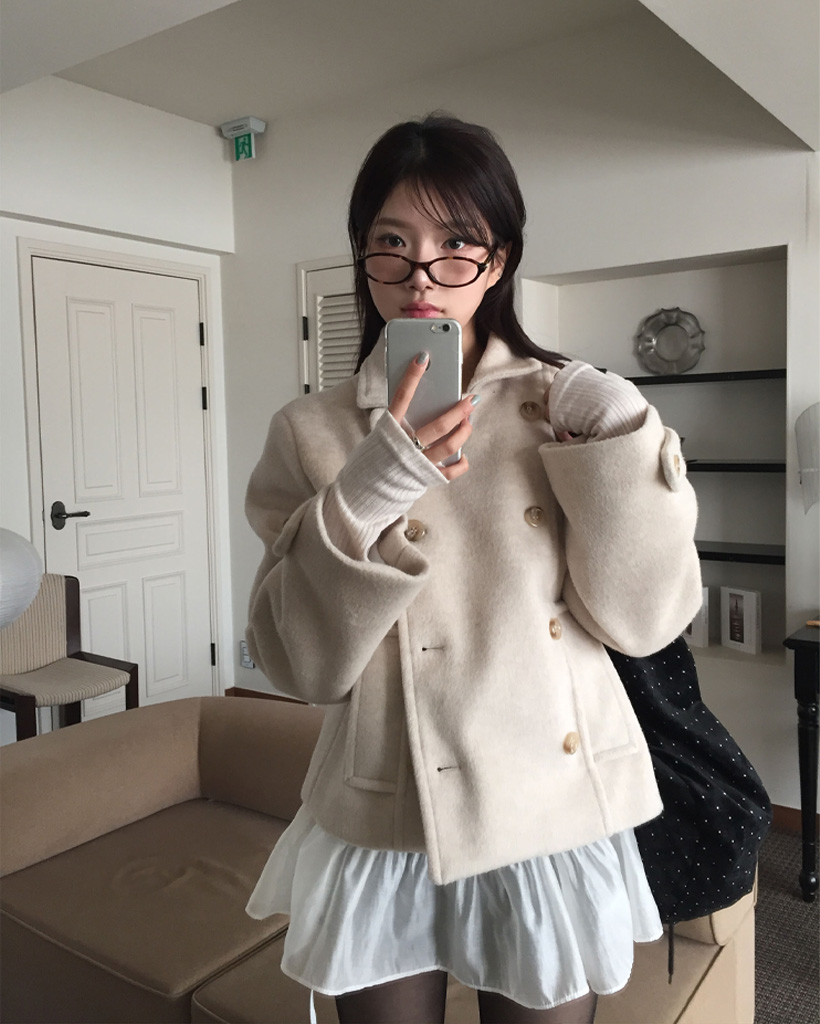 ダブルカラーウールハーフコート | ファッション通販サイト NUGU