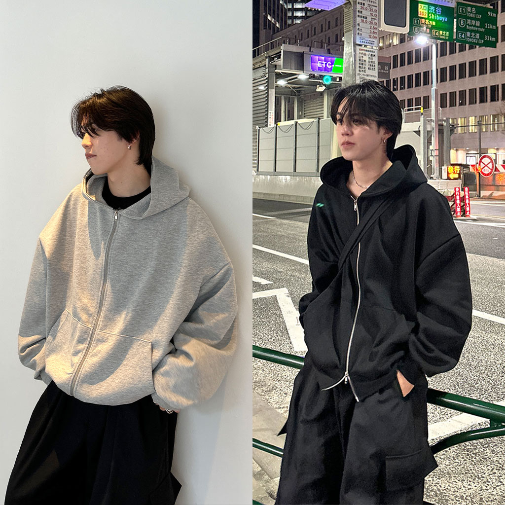 ユニセックス) オーバーフィットフーディージップアップ