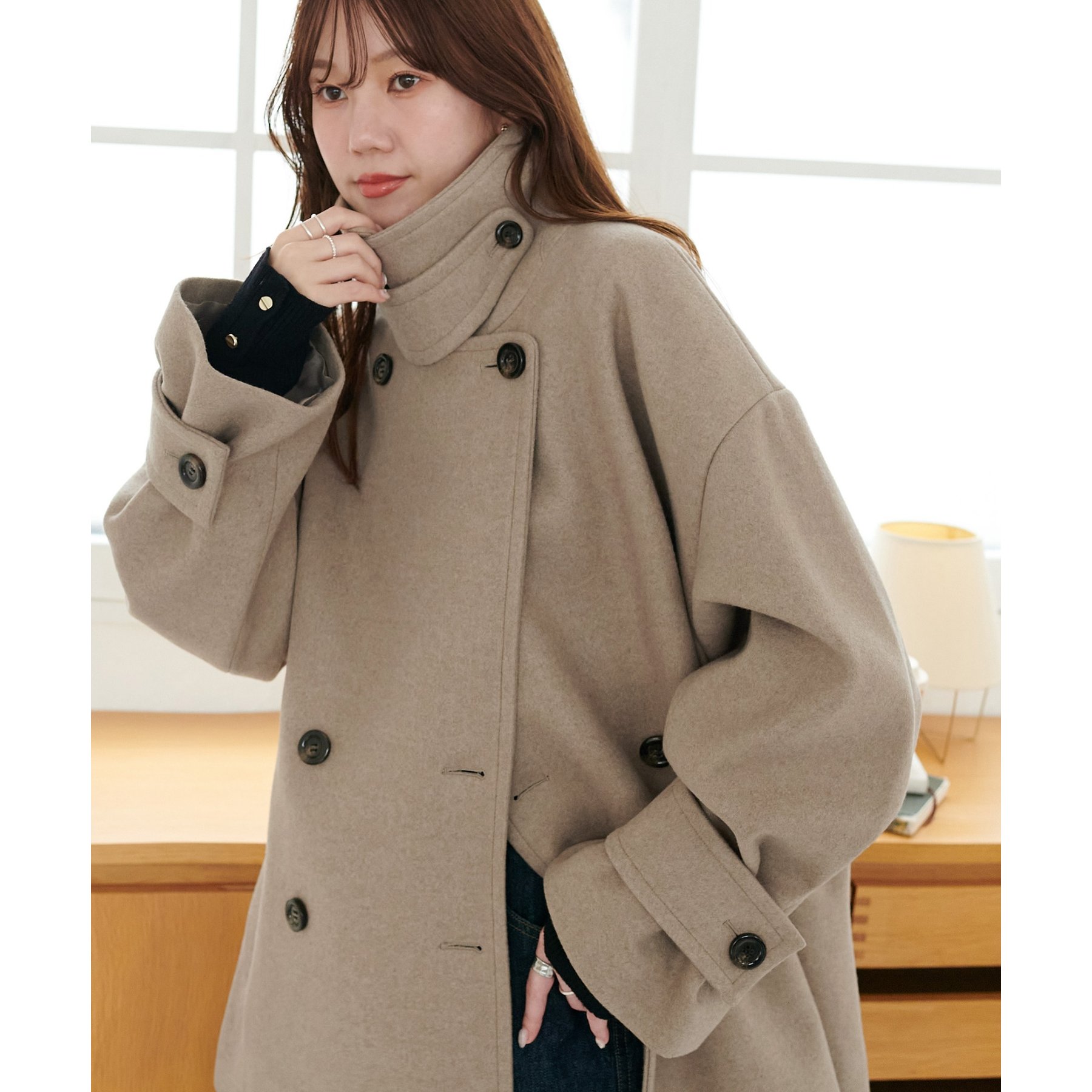 軽量&暖かい/着こなし自在】中空糸スタンドミドルコート《WEB限定