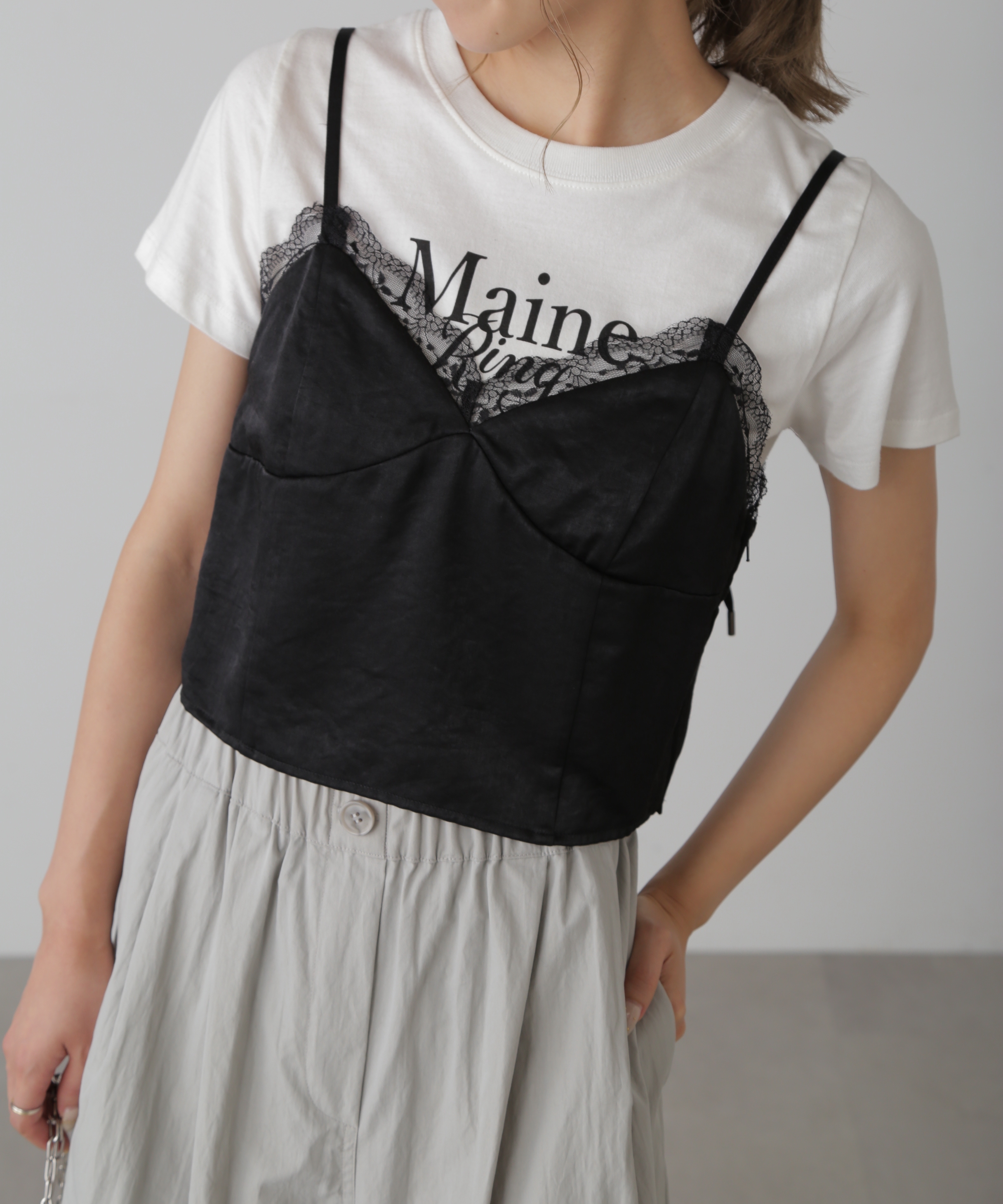 サテンレースキャミソール | ファッション通販サイト NUGU