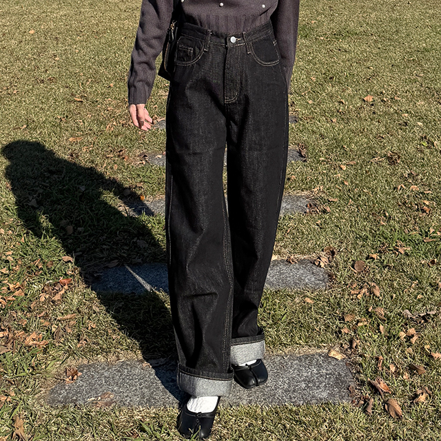 ステッチポイントワイドデニムパンツ | ファッション通販サイト NUGU