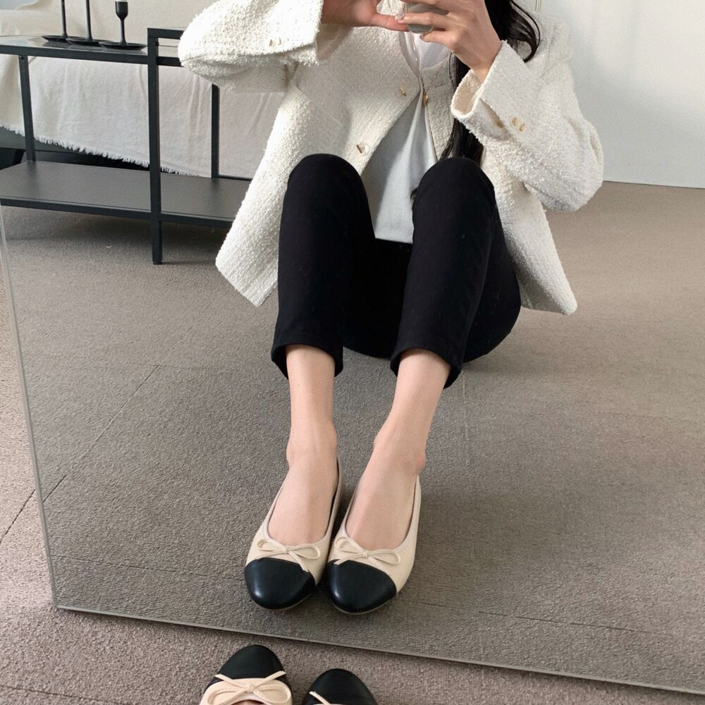 カラーバレエシューズバイカラーフラットシューズ (4color