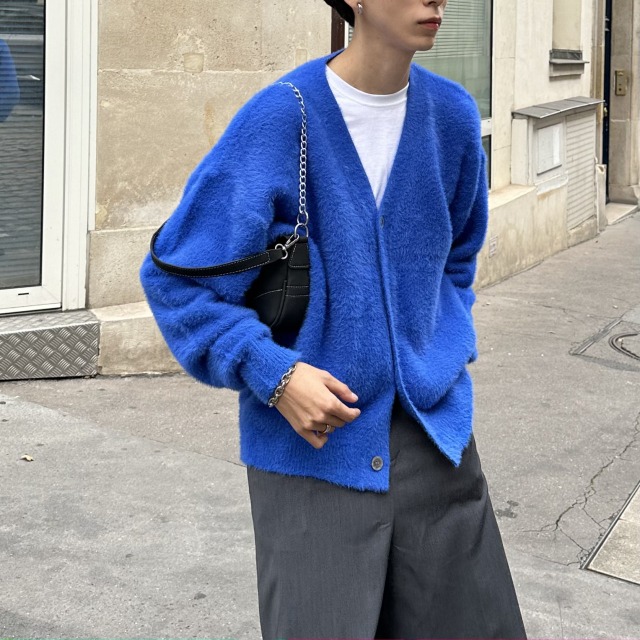 オーバーサイズアンゴラニットカーディガン | ファッション通販サイト NUGU
