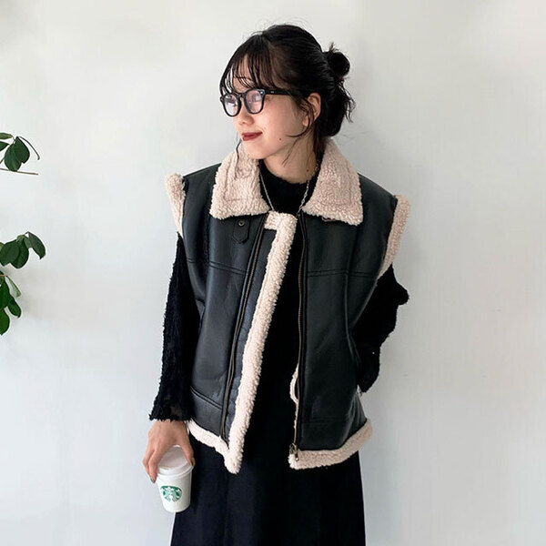 フェイクレザームートンベスト | ファッション通販サイト NUGU