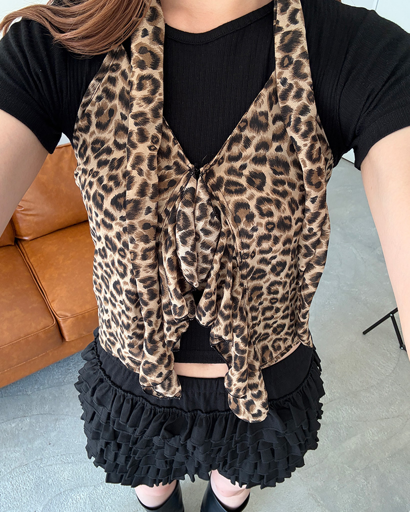 ヒョウ柄フリルキャミソール | ファッション通販サイト NUGU