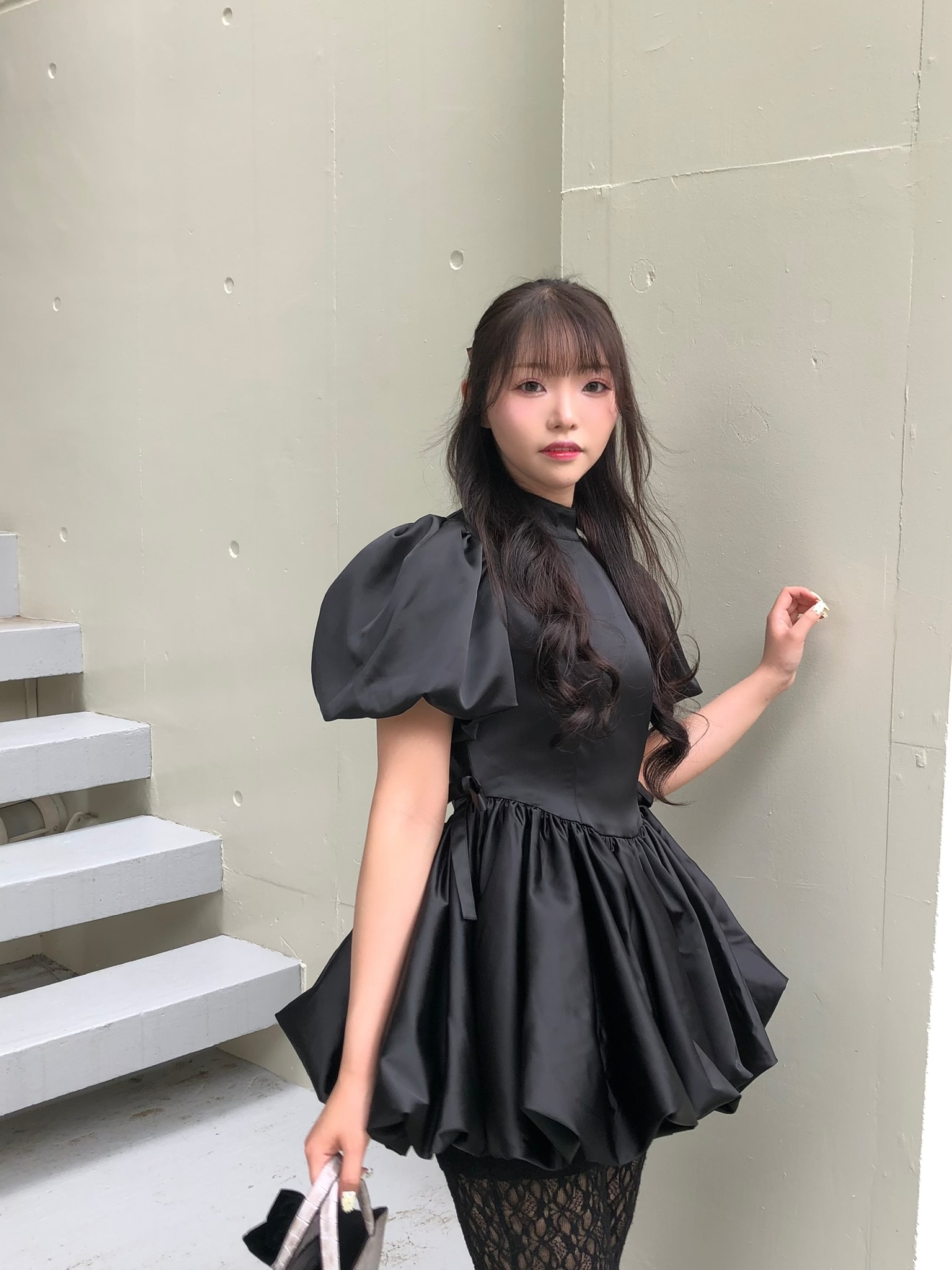 satin balloon peplum mini one-piece | ファッション通販サイト NUGU