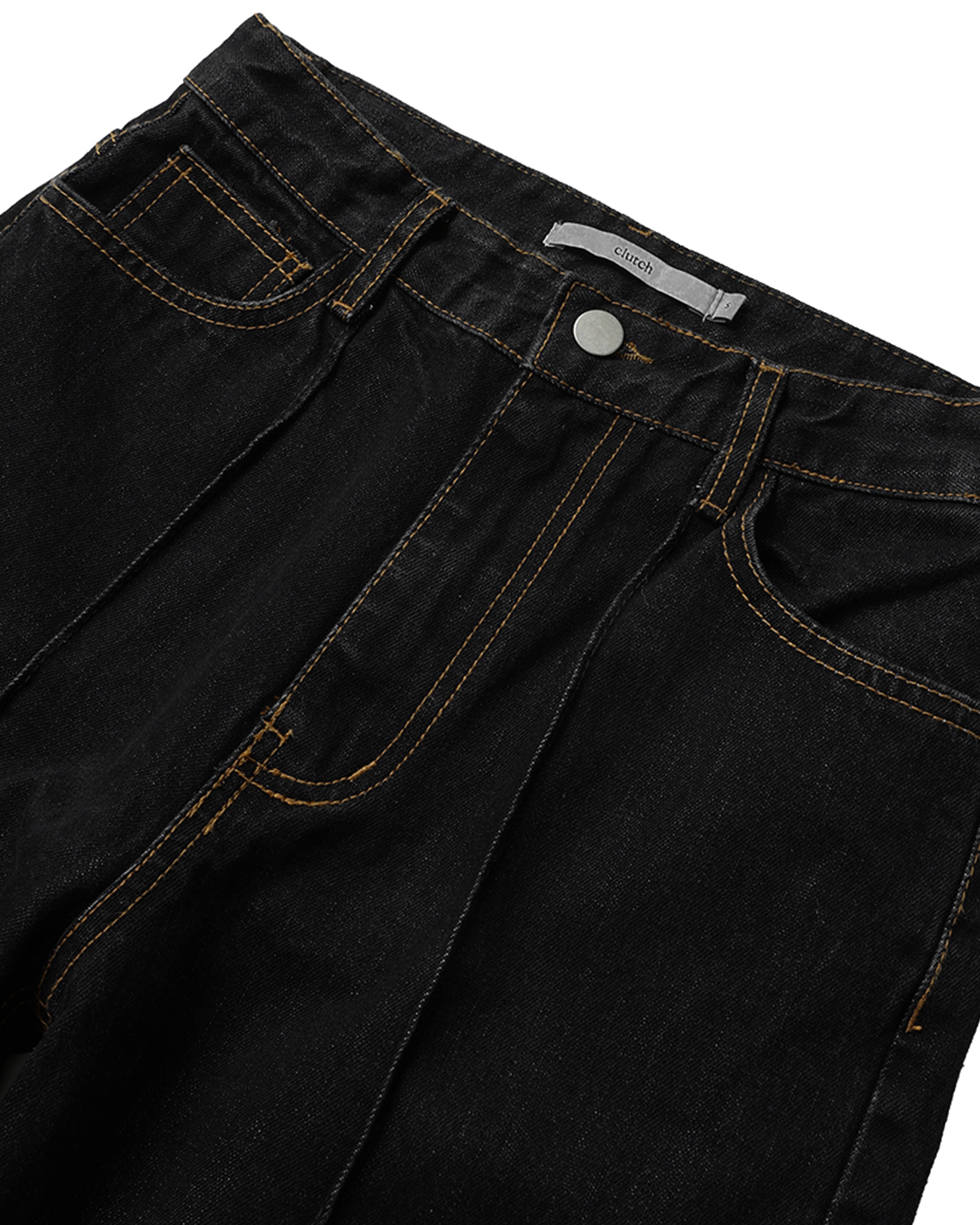 12回再販](ORIGINAL) ピンタックストレートデニムパンツ (black